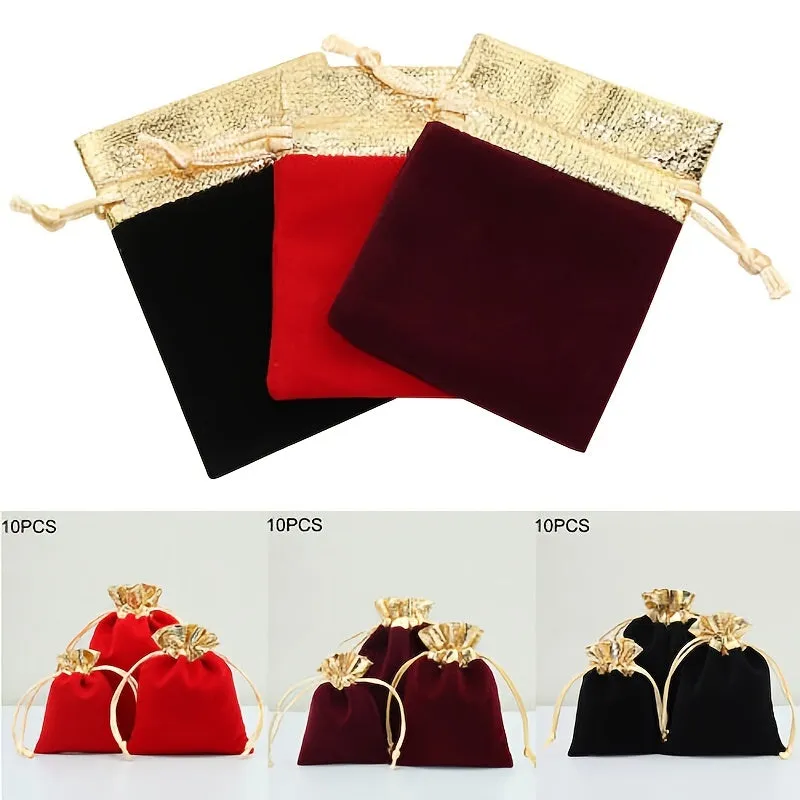 10pcs Velvet Drawstring Gift Bag Wedding Candy Jewelry Pouch