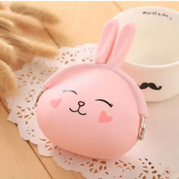 2016 New Fashion Coin Purse Lovely Kawaii Cartoon Rabbit Pouch Women Girls Small Wallet Soft Silicone Coin Bag Kid Gift