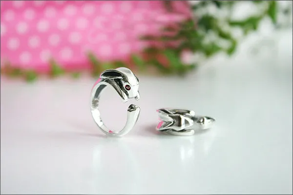 925 Sterling Silver Rabbit ring / Bunny Ring Style Gift Idea Rocker Gothic Woman Jewelry (SR-083)