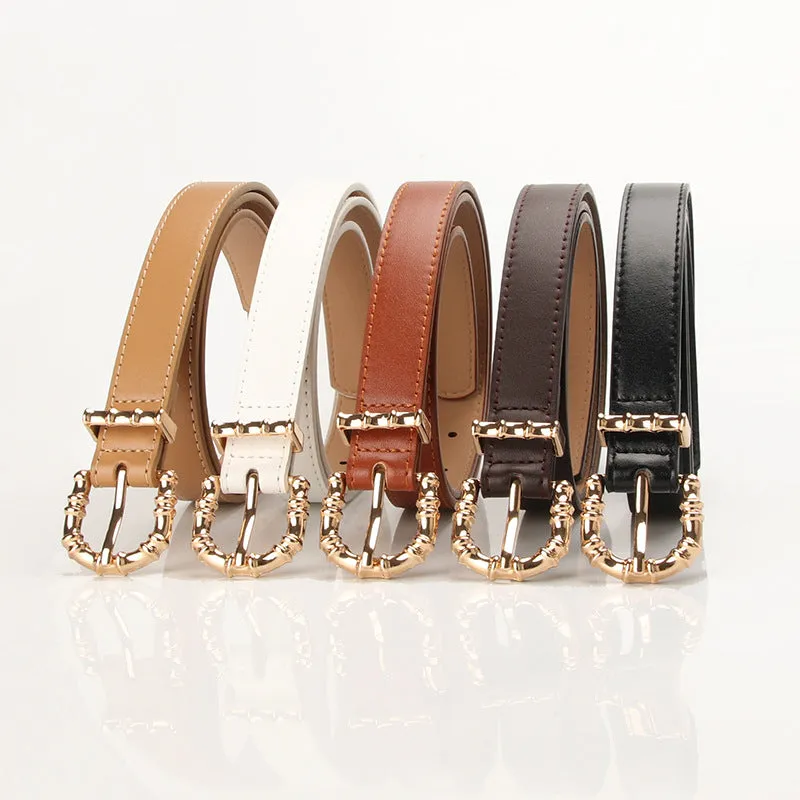 Alloy Pin Buckle Casual All-Match Pu Thin Belt Clothing Matching Belt Jeans Strap