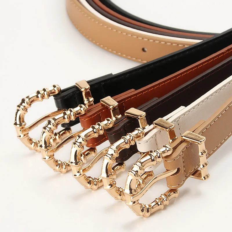 Alloy Pin Buckle Casual All-Match Pu Thin Belt Clothing Matching Belt Jeans Strap