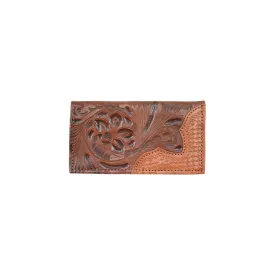 American West Mens Tooled 7.5x3.75 Dark Brown Leather Rodeo Wallet