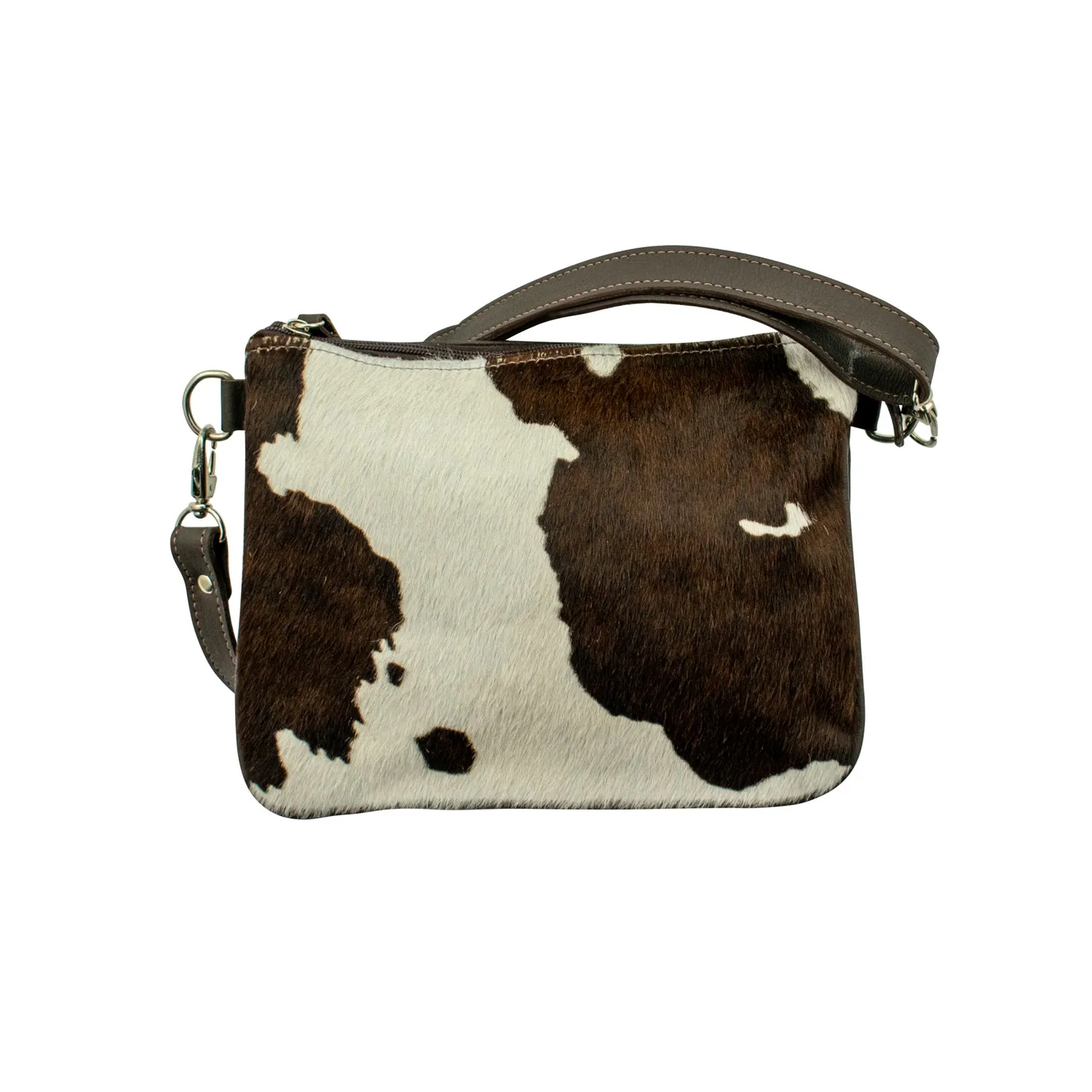 American West Womens Cowtown Zip Top Pony Hair-On Leather Crossbody Bag