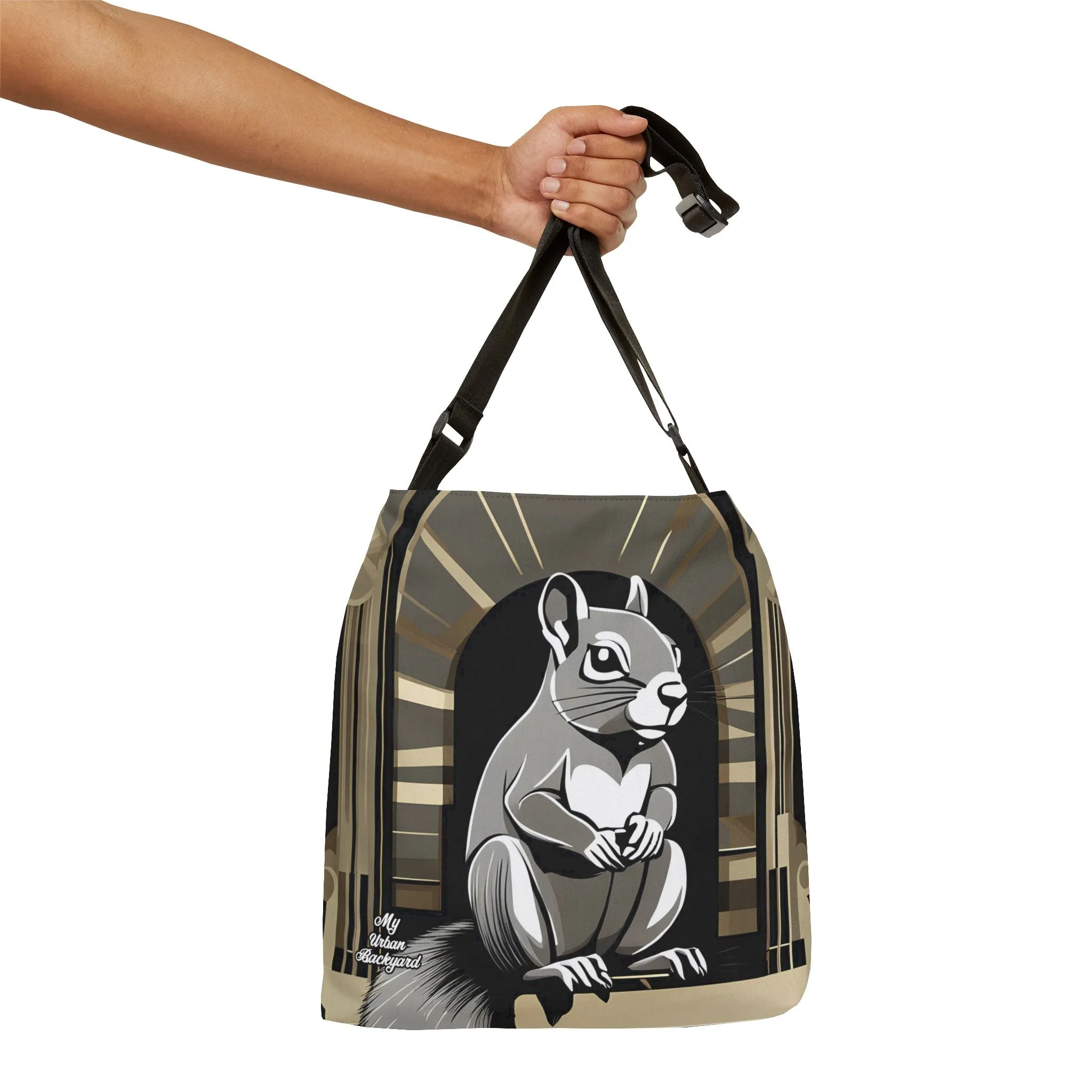 Art Deco Squirrel, Tote Bag with Adjustable Strap - Trendy and Versatile