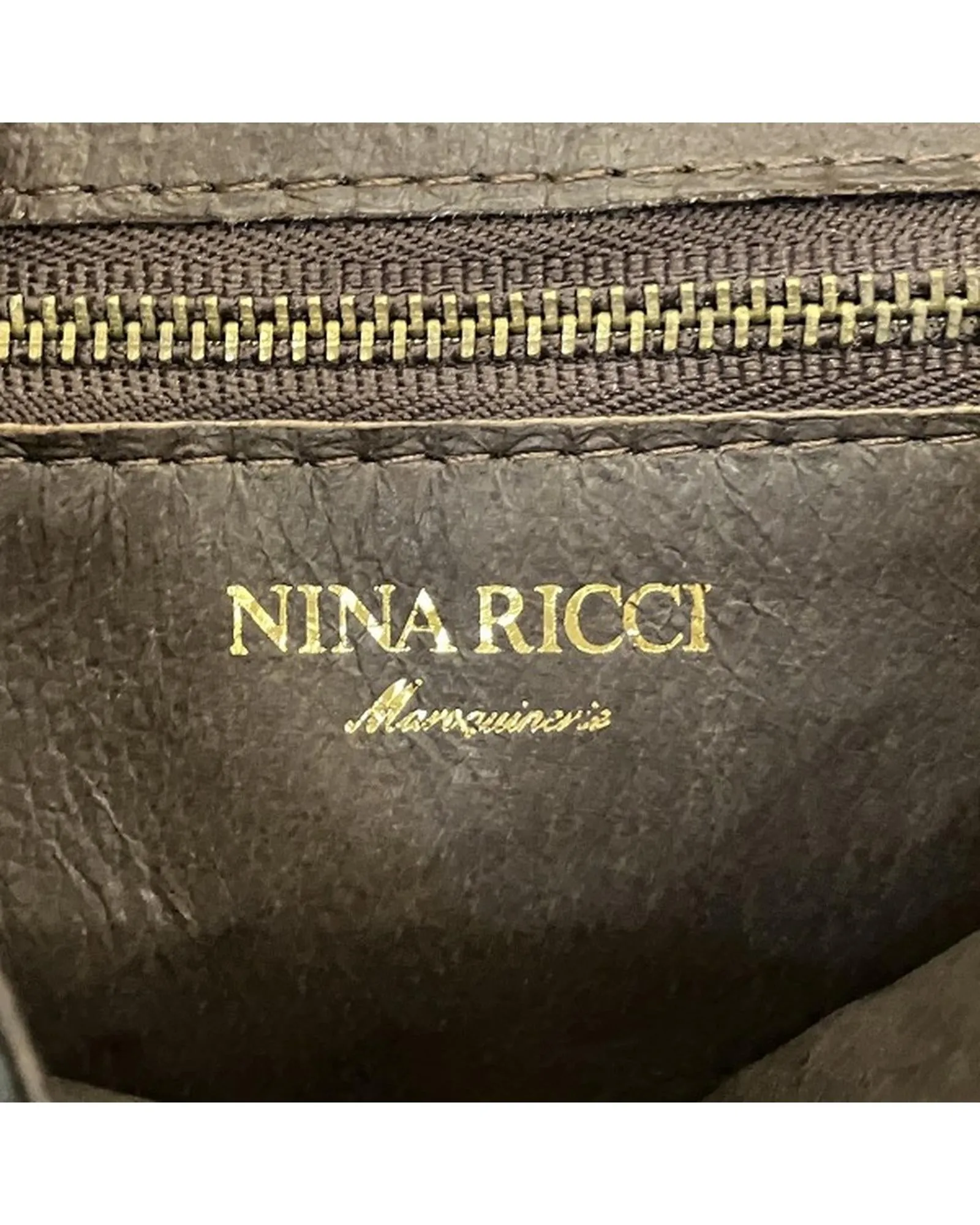 Authentic Nina Ricci Logo Mini Shoulder Bag in Brown PVC and Leather