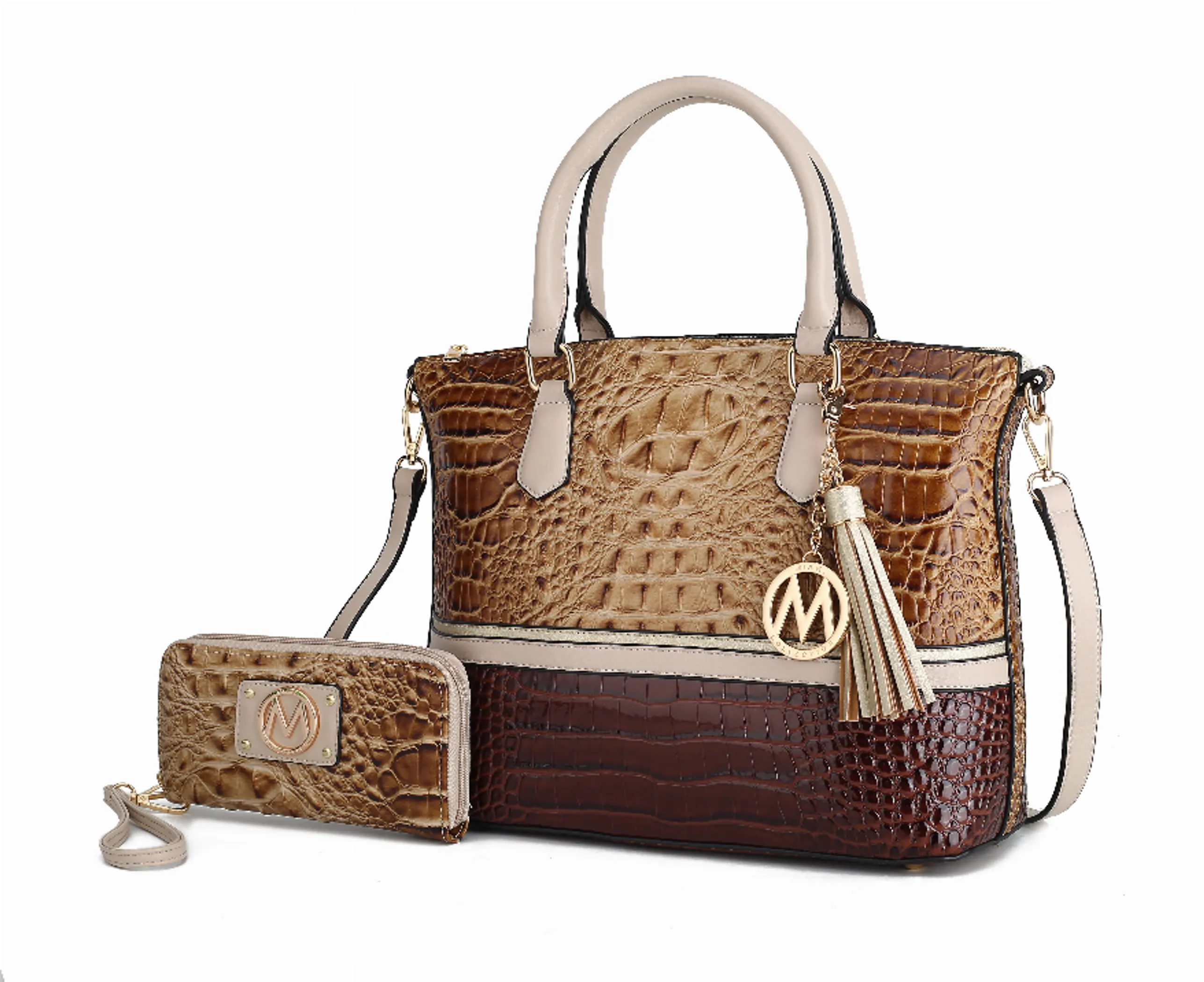 Autumn Crocodile Skin Tote Bag with Wallet