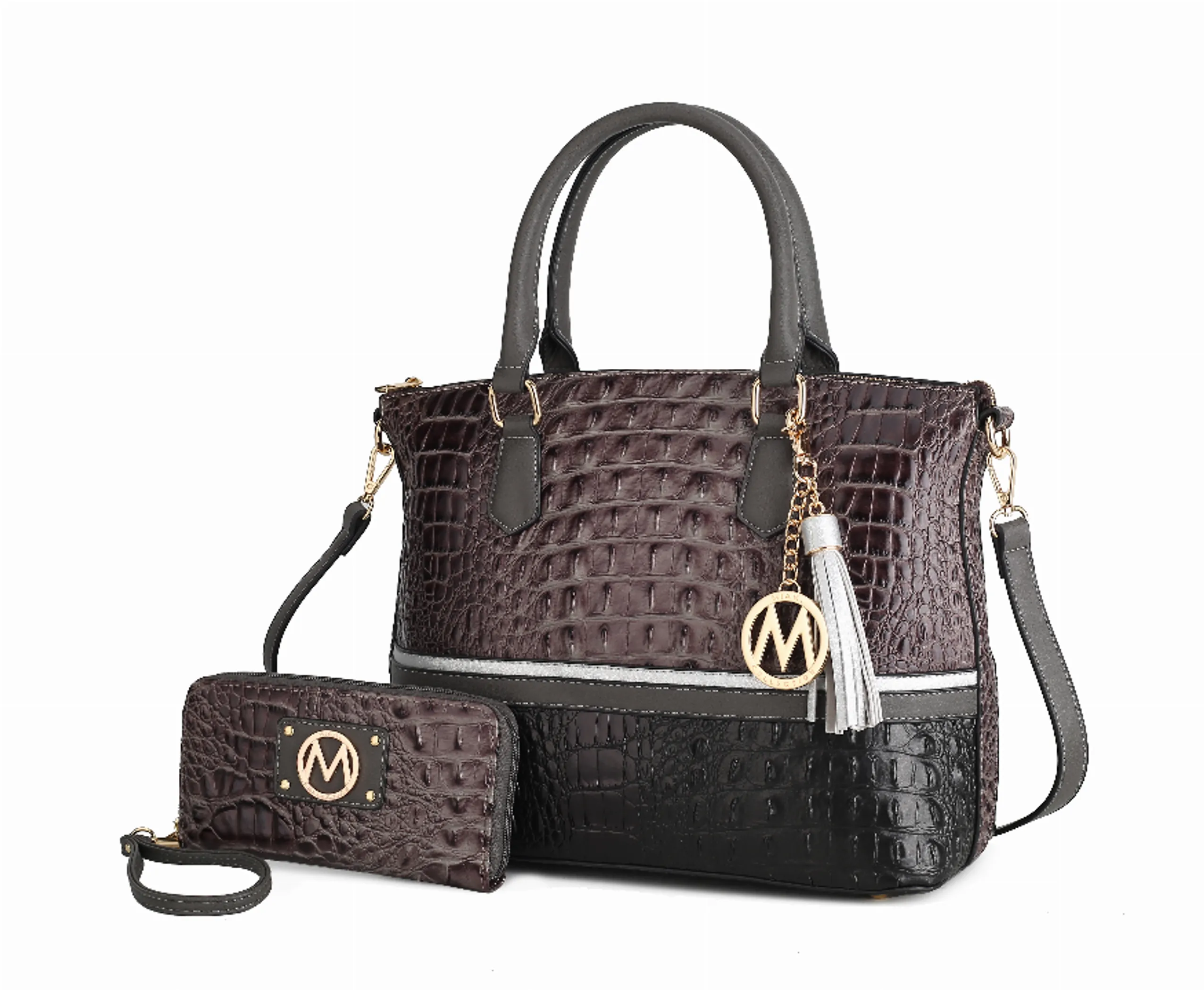 Autumn Crocodile Skin Tote Bag with Wallet