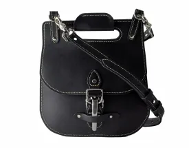 Billy Sunday Black Leather w/ Chrome Hardware Cross-Body Saddlebag