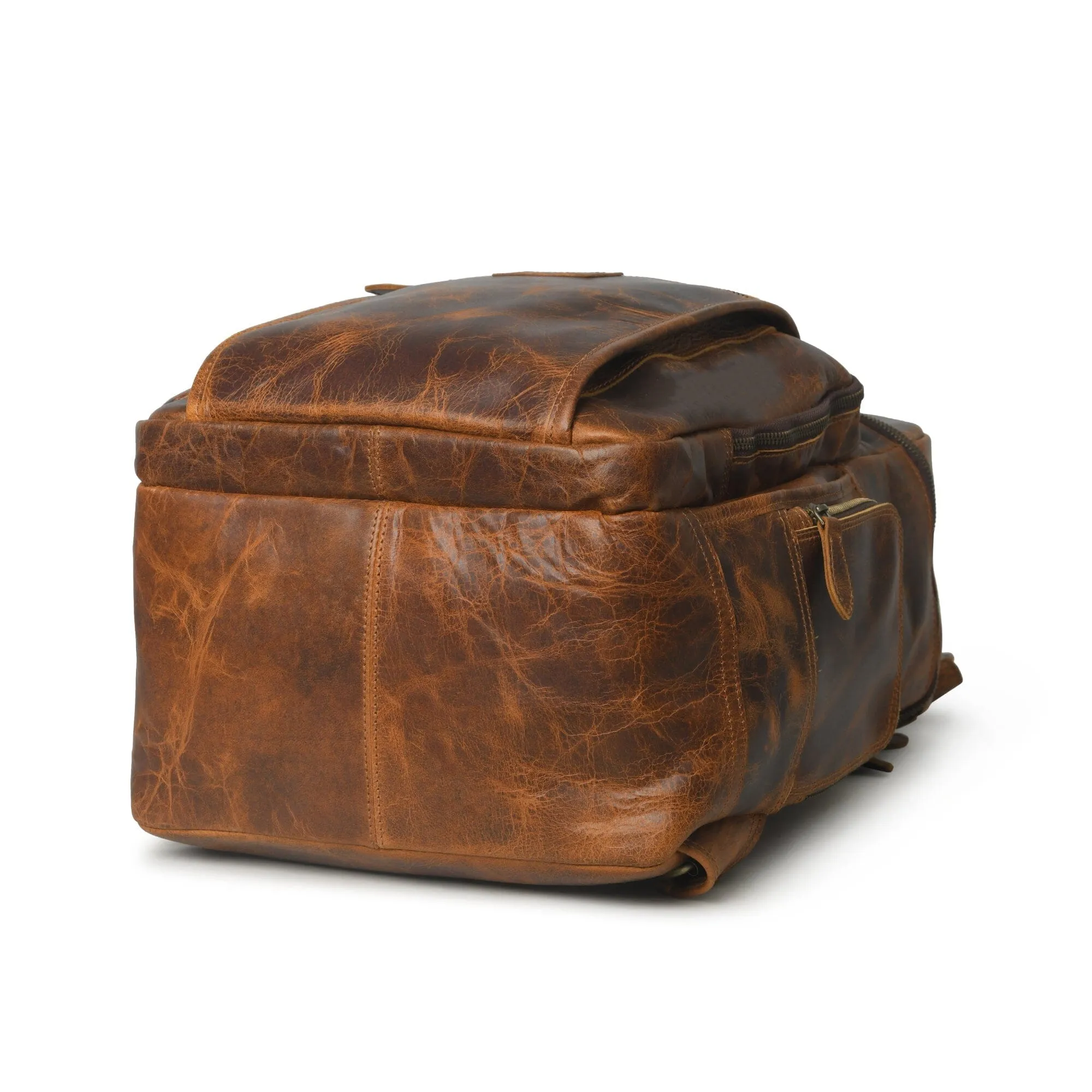 BOGO: Alpha Caramel Buffalo Leather Travel Backpack   FREE Leather Journal