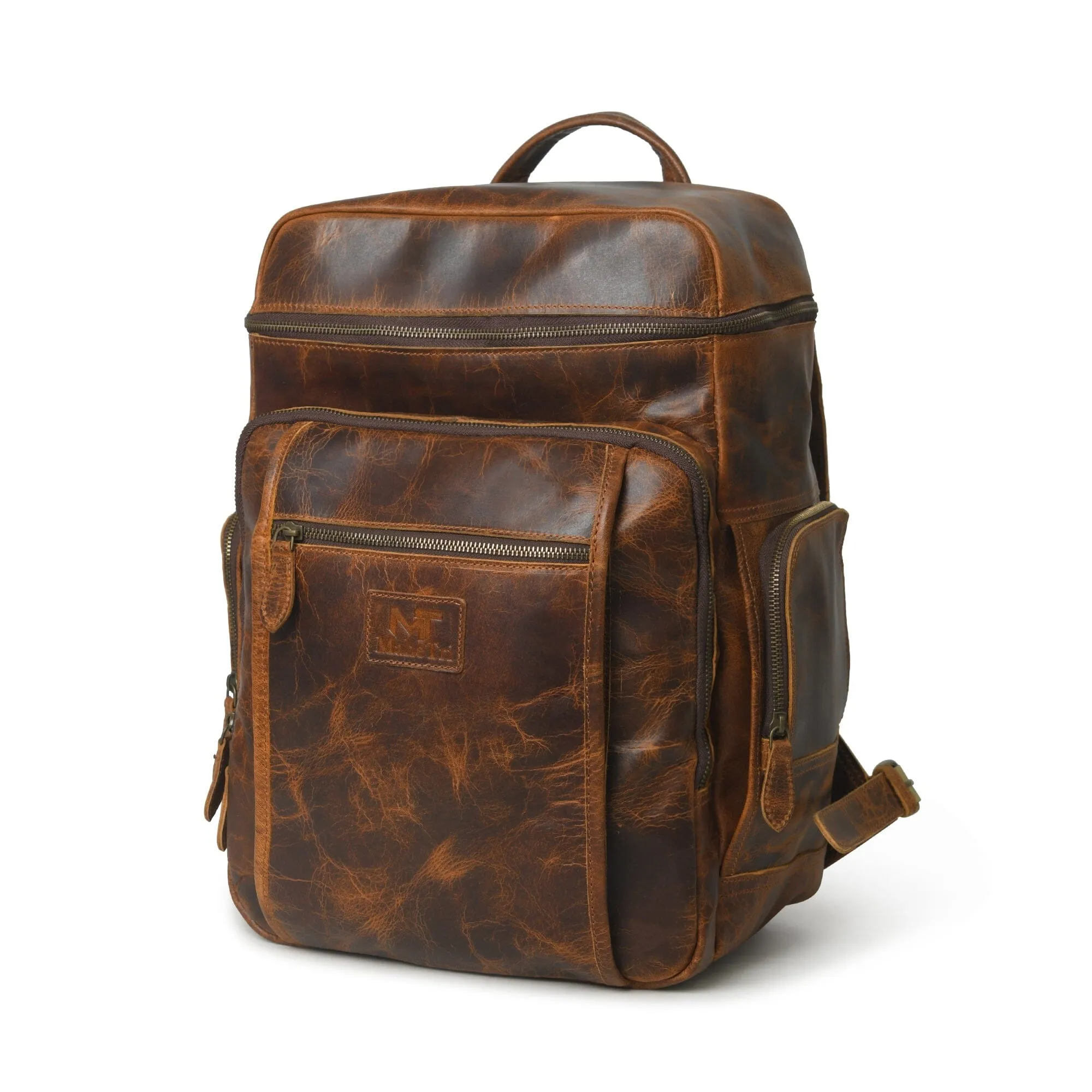 BOGO: Alpha Caramel Buffalo Leather Travel Backpack   FREE Leather Journal