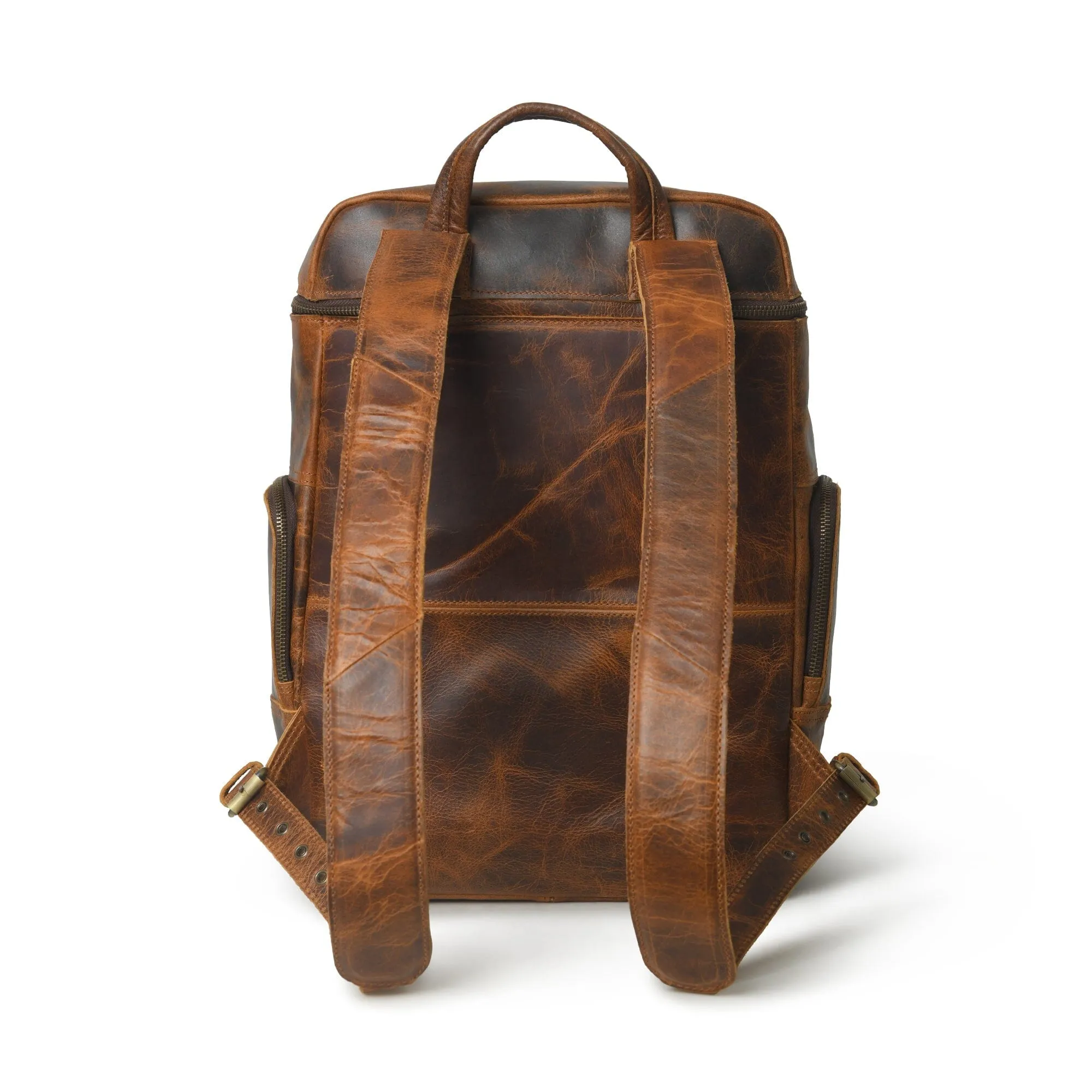 BOGO: Alpha Caramel Buffalo Leather Travel Backpack   FREE Leather Journal