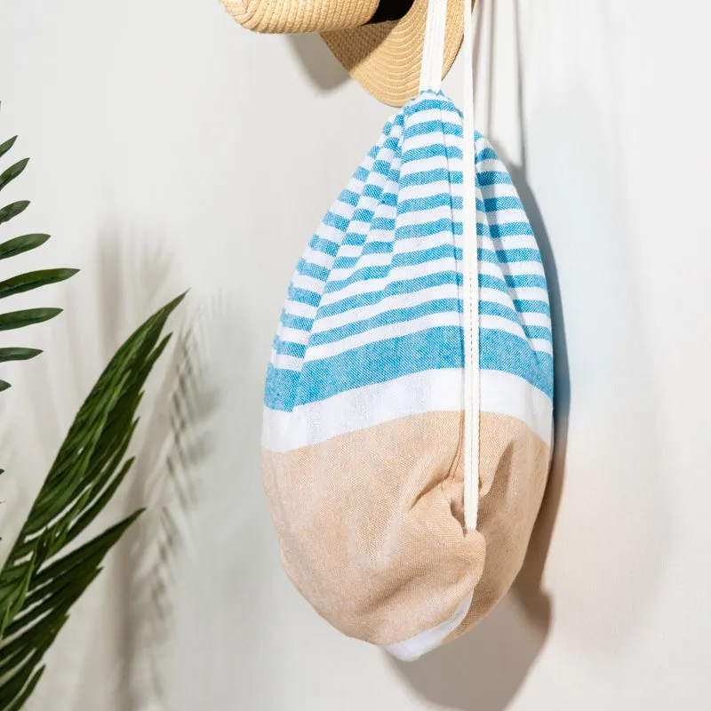 Bold Stripe Fouta Bag - Beige