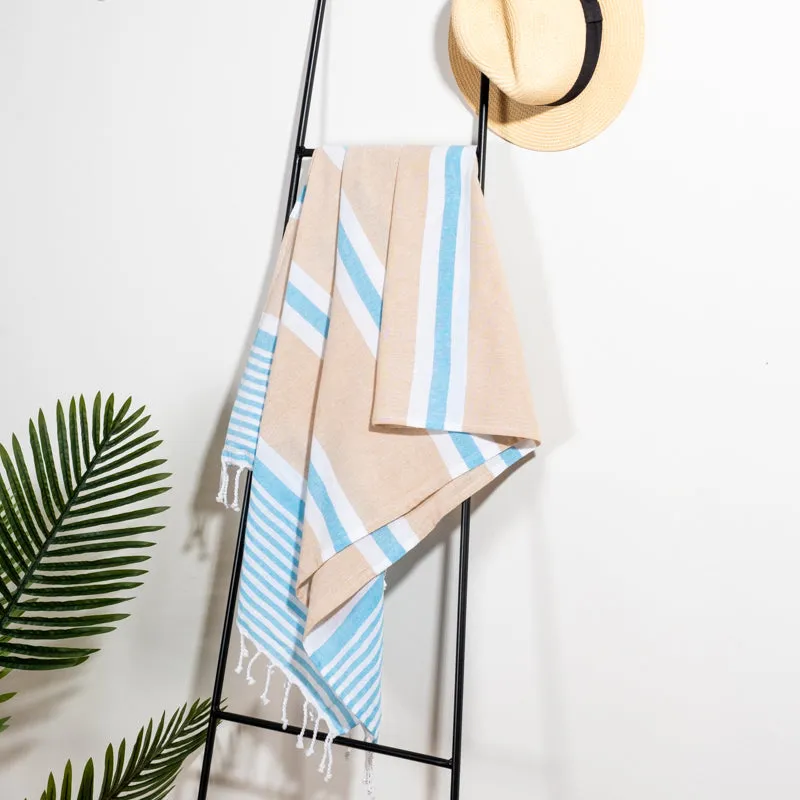 Bold Stripe Fouta Bag - Beige