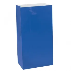 Bright Royal Blue Mini Paper Bags | 12 ct