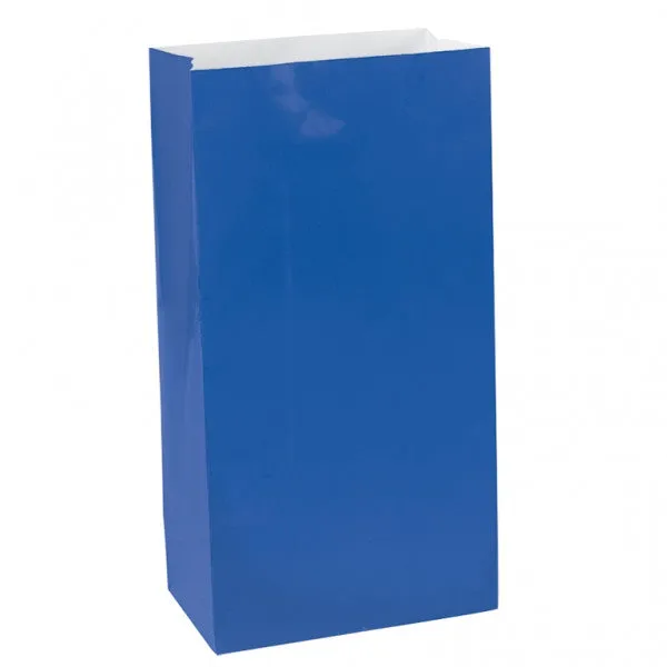 Bright Royal Blue Mini Paper Bags | 12 ct