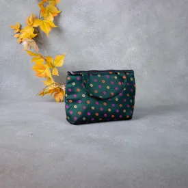 Bristlefront everyday handy bags Green Colour with Pink Dots Design.