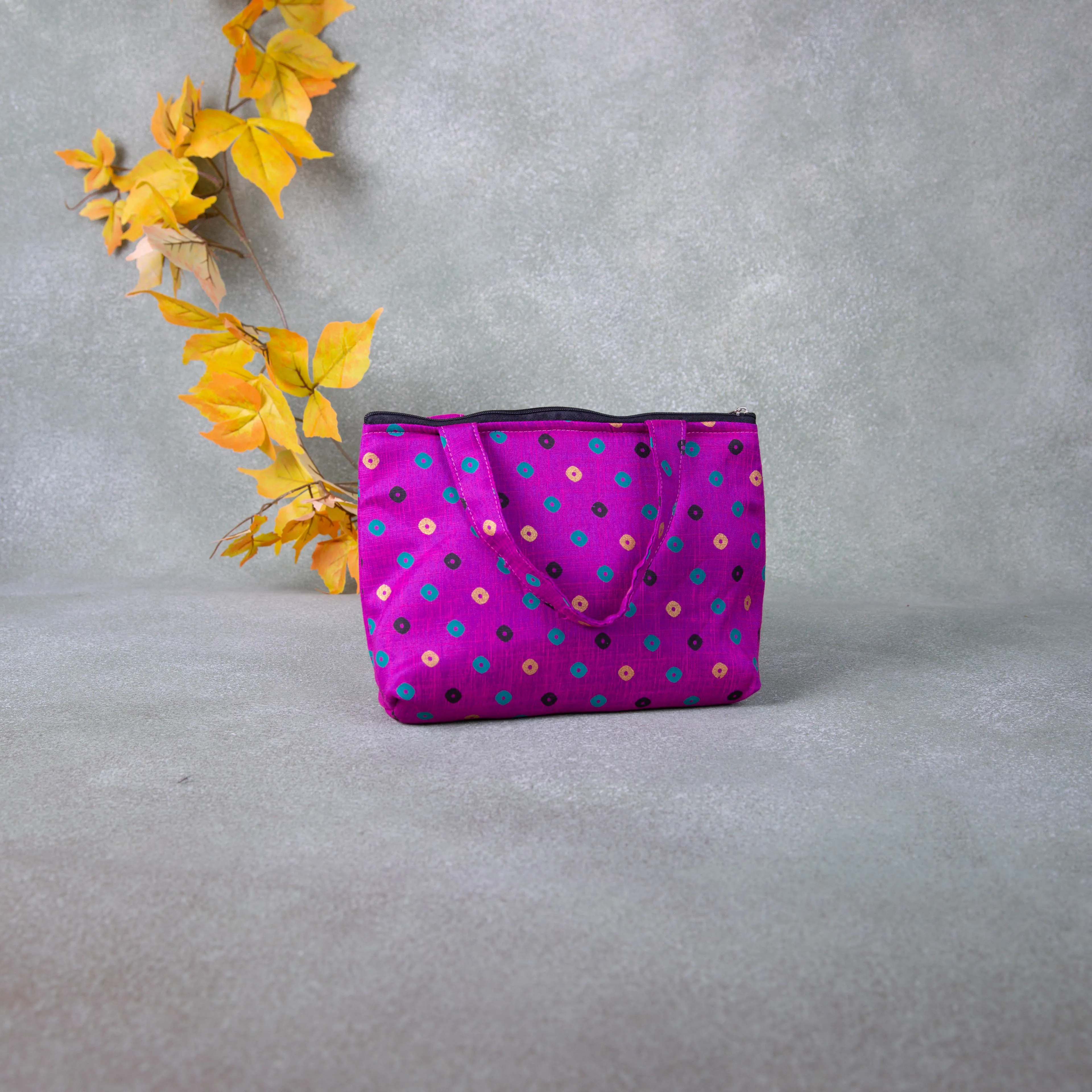 Bristlefront everyday handy bags Pink with Green Dots