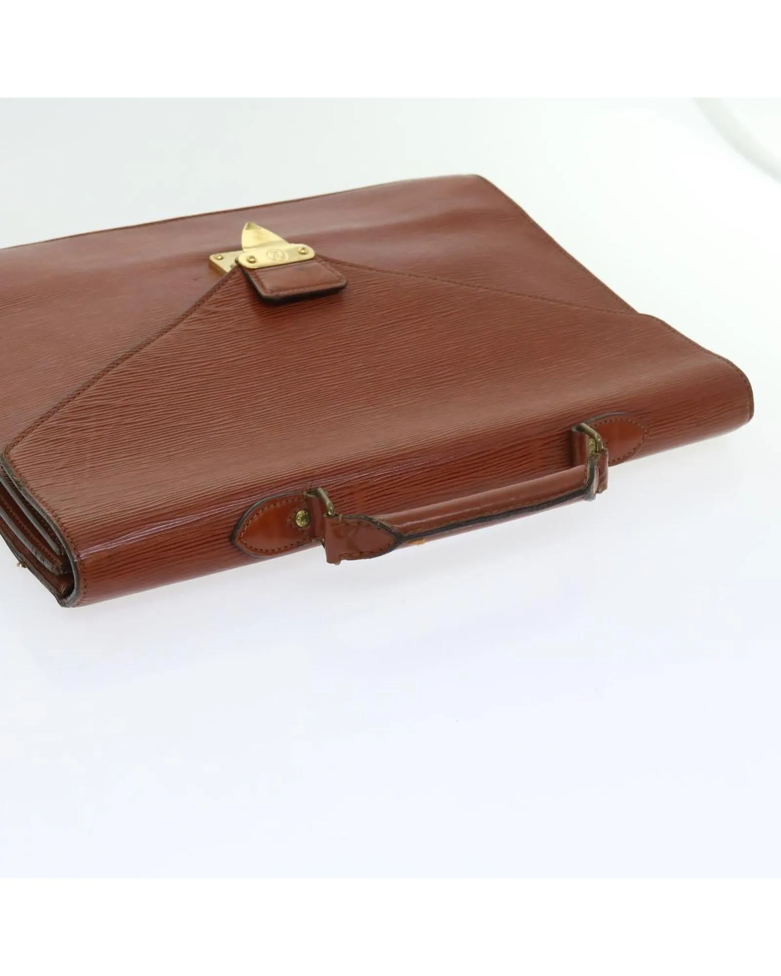 Brown Epi Leather Briefcase with Clasp - CD Rank