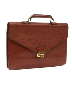 Brown Epi Leather Briefcase with Clasp - CD Rank