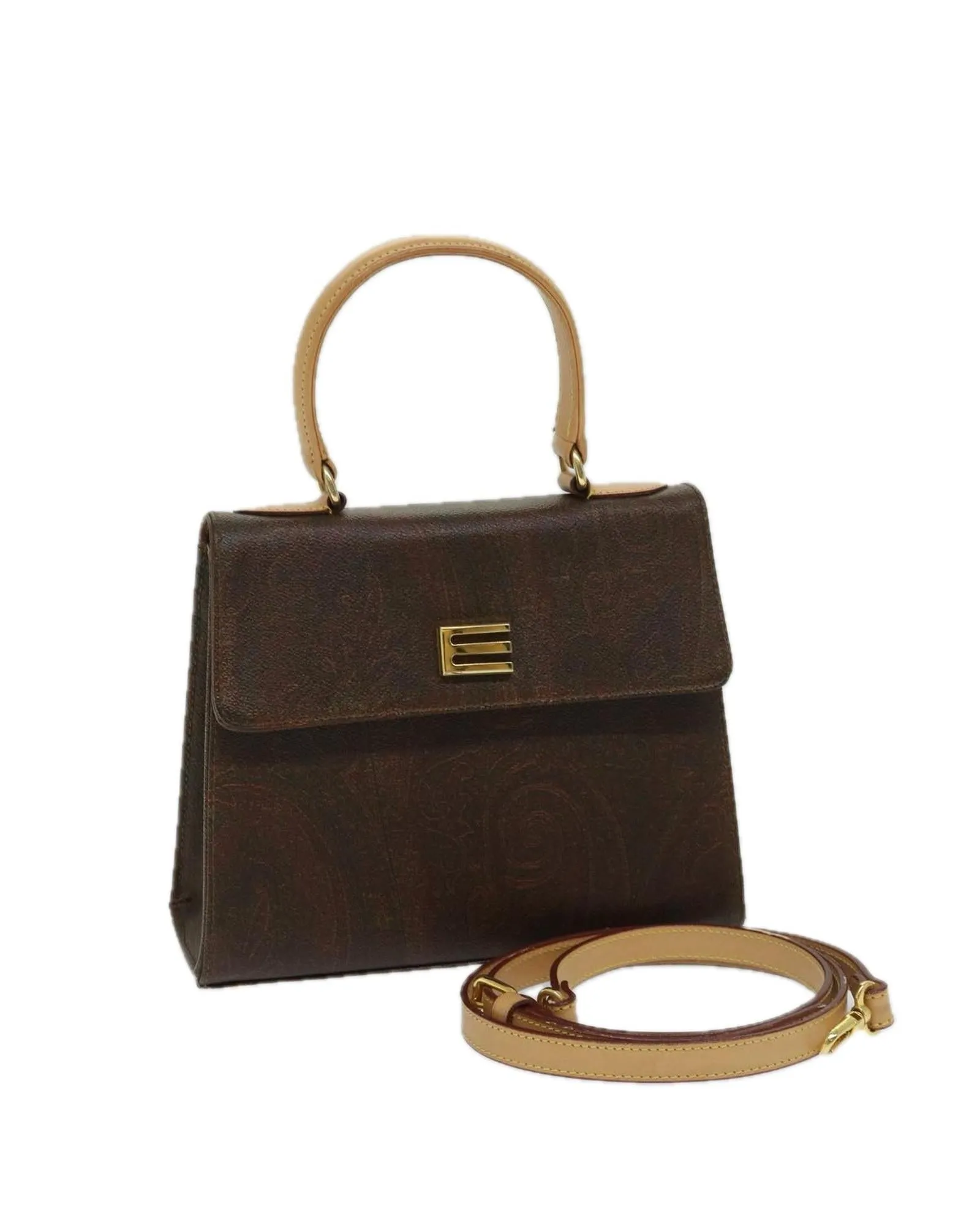 Brown PVC Leather 2-way Hand Bag by Etro