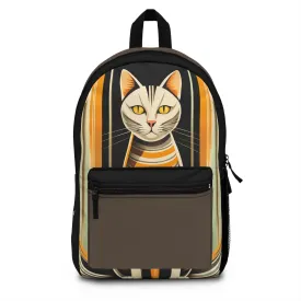 Cat w Orange Stripes, Backpack with Computer Pocket and Padded Back