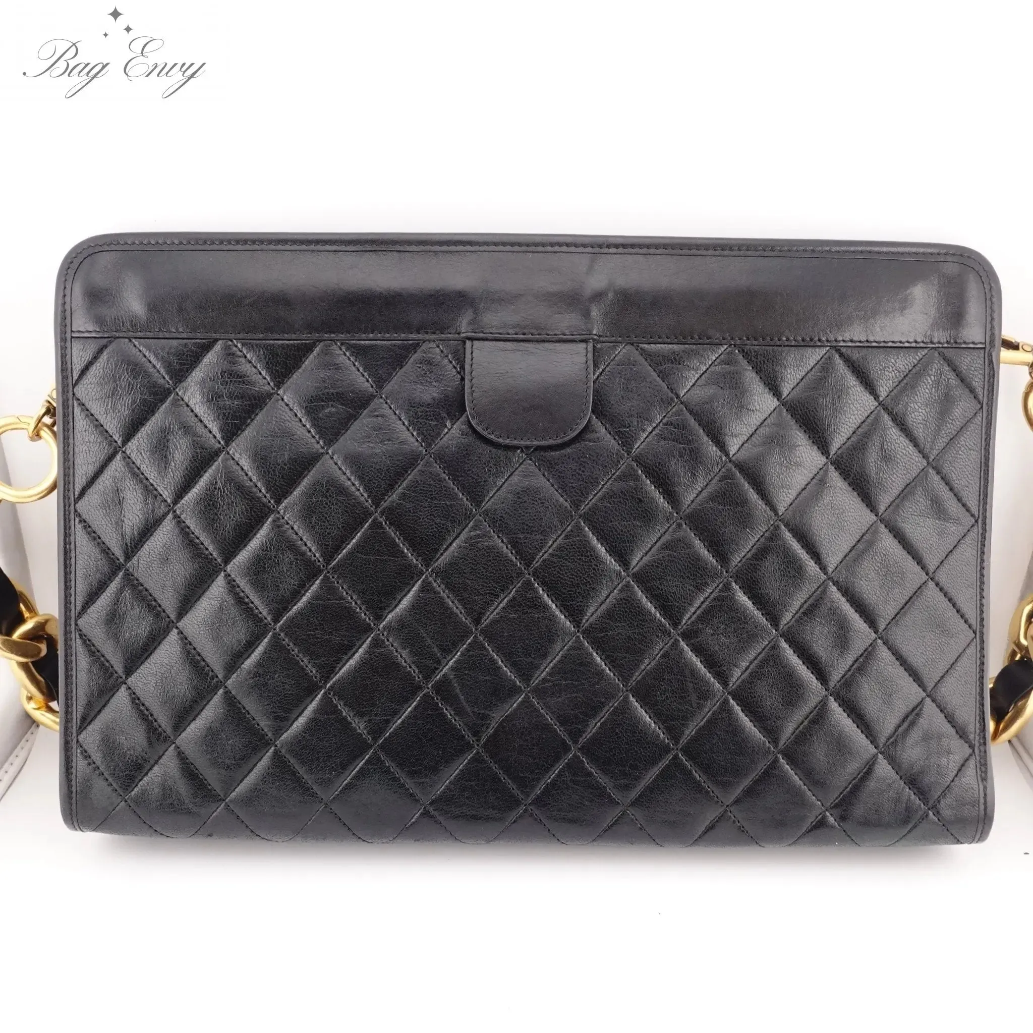 CHANEL Lambskin French Frame Clutch with Chunky Chain