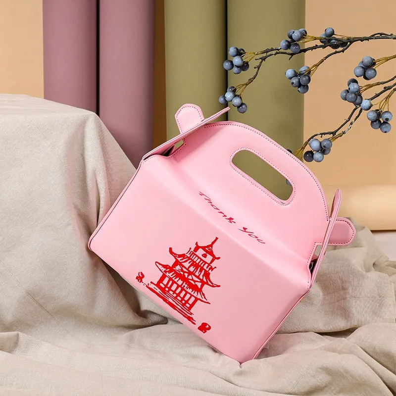 Chinese Takeout Box Tower Print Handbag for Women