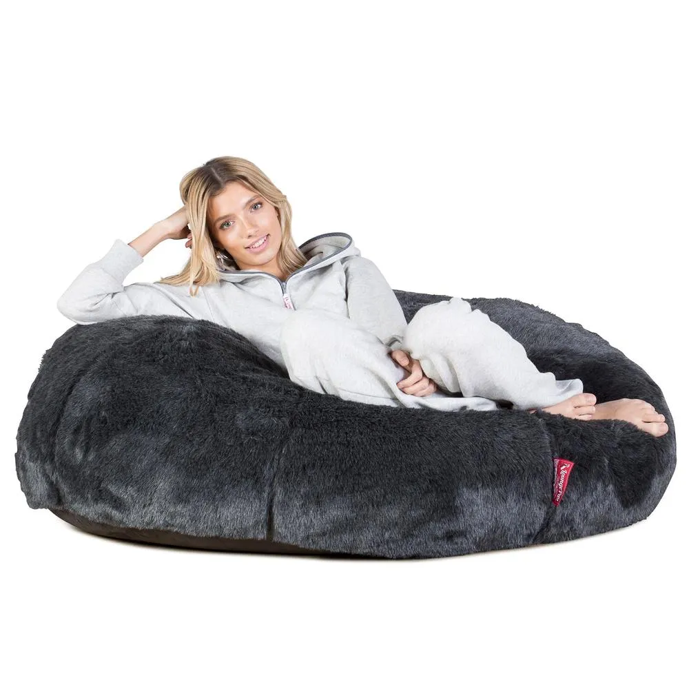 Classic Sofa Bean Bag - Faux Fur Sheepskin Black