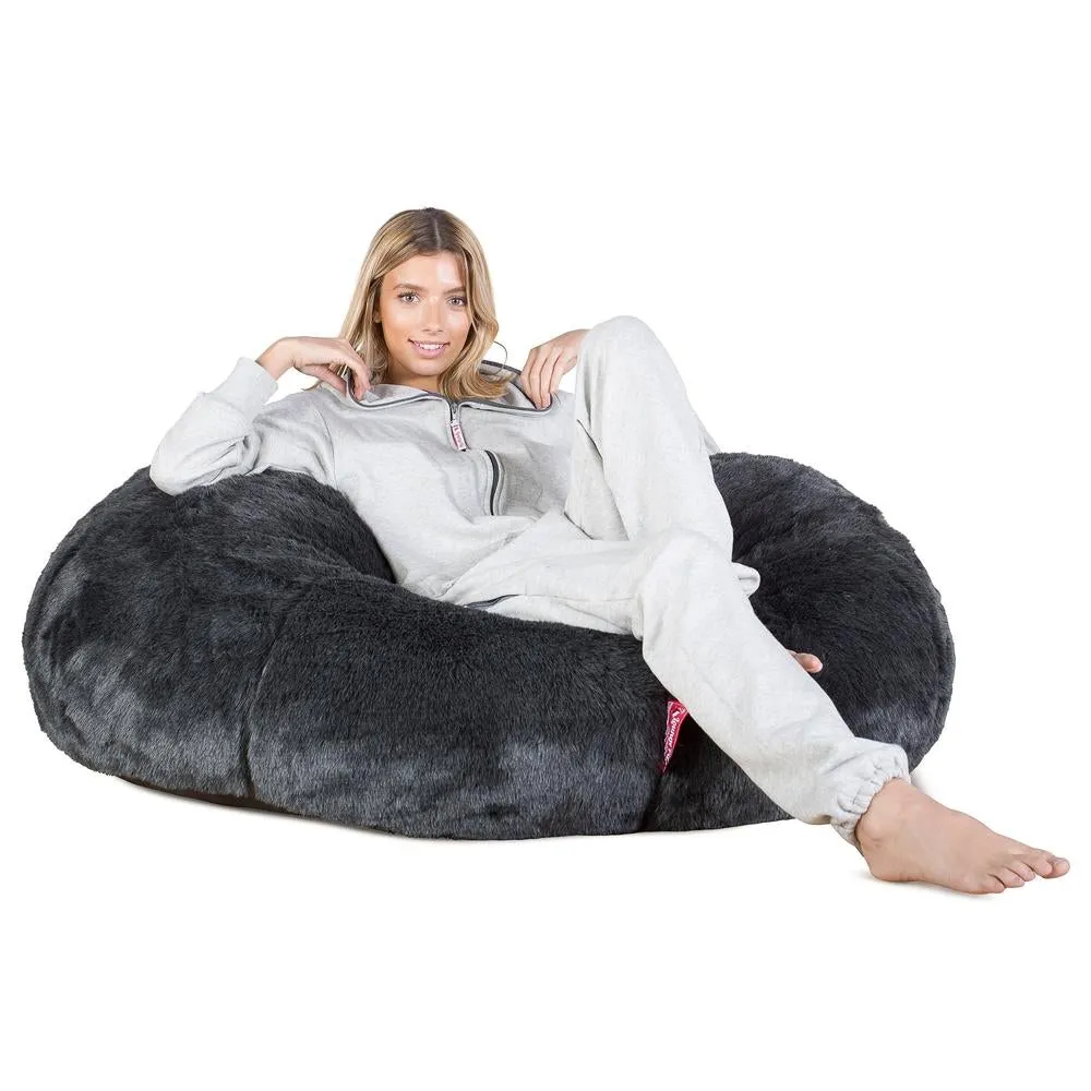 Classic Sofa Bean Bag - Faux Fur Sheepskin Black