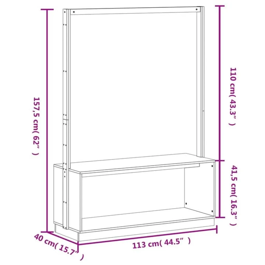 Clothes Rack with Shoe Storage 113x40x157.5 cm Solid Wood Pine