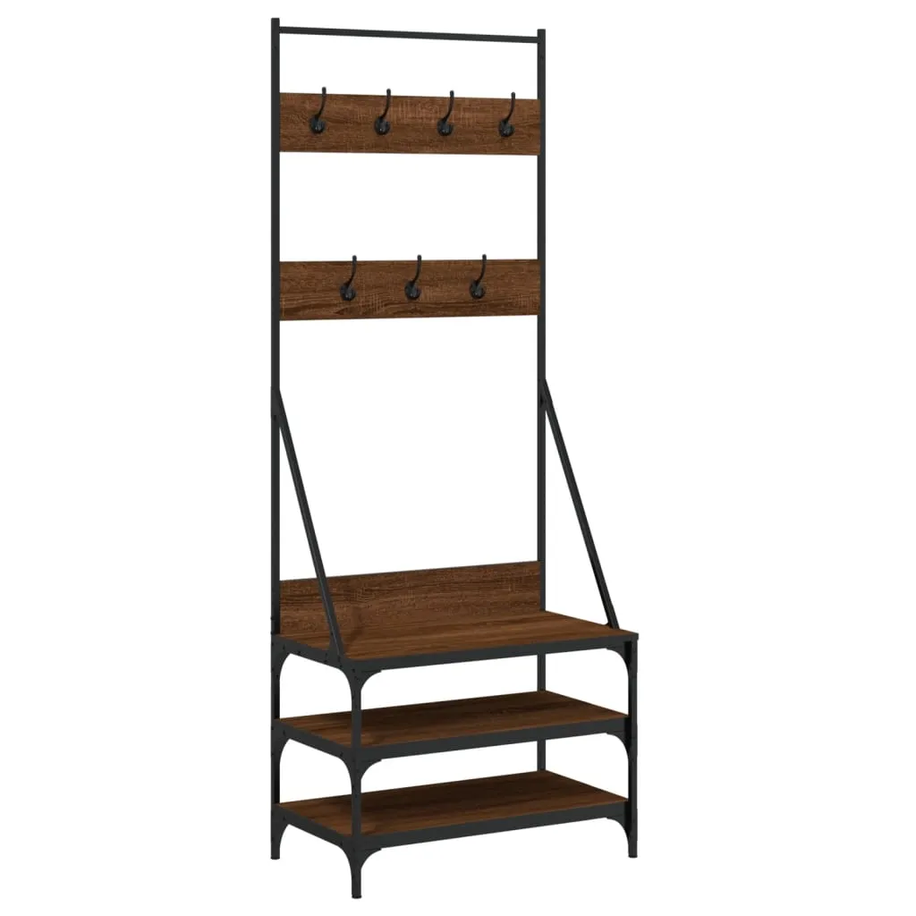 Clothes Rack with Shoe Storage Brown Oak 70x40x184 cm