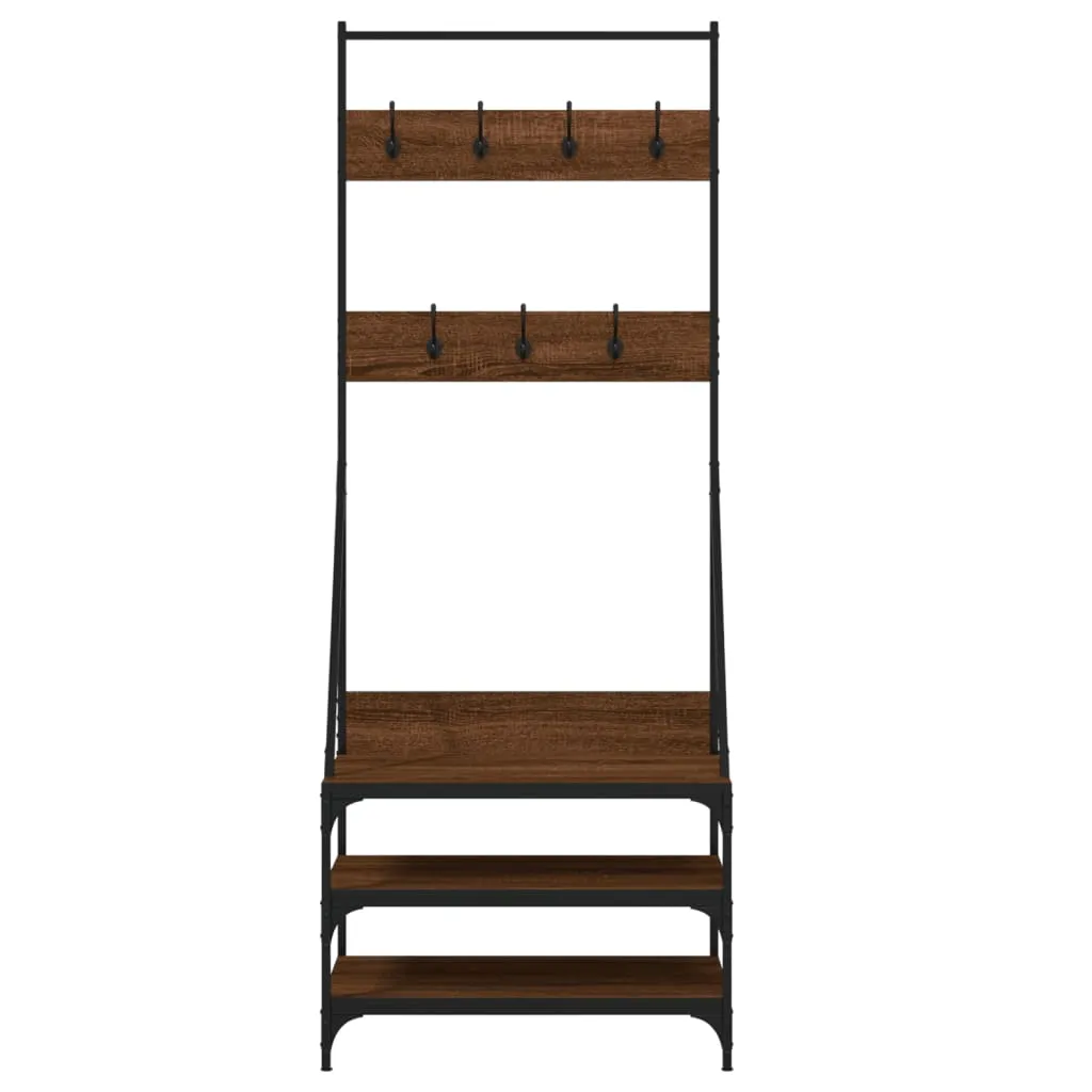 Clothes Rack with Shoe Storage Brown Oak 70x40x184 cm