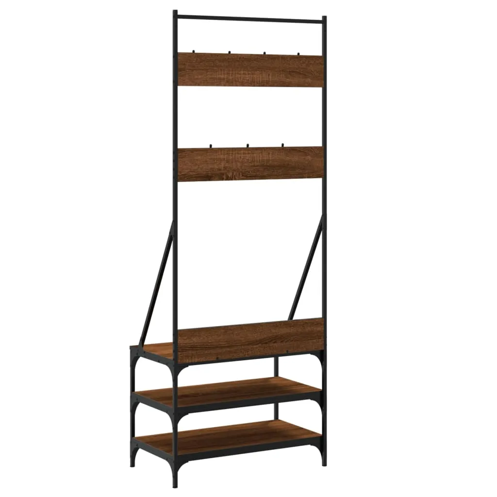 Clothes Rack with Shoe Storage Brown Oak 70x40x184 cm