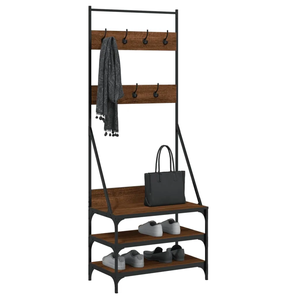 Clothes Rack with Shoe Storage Brown Oak 70x40x184 cm