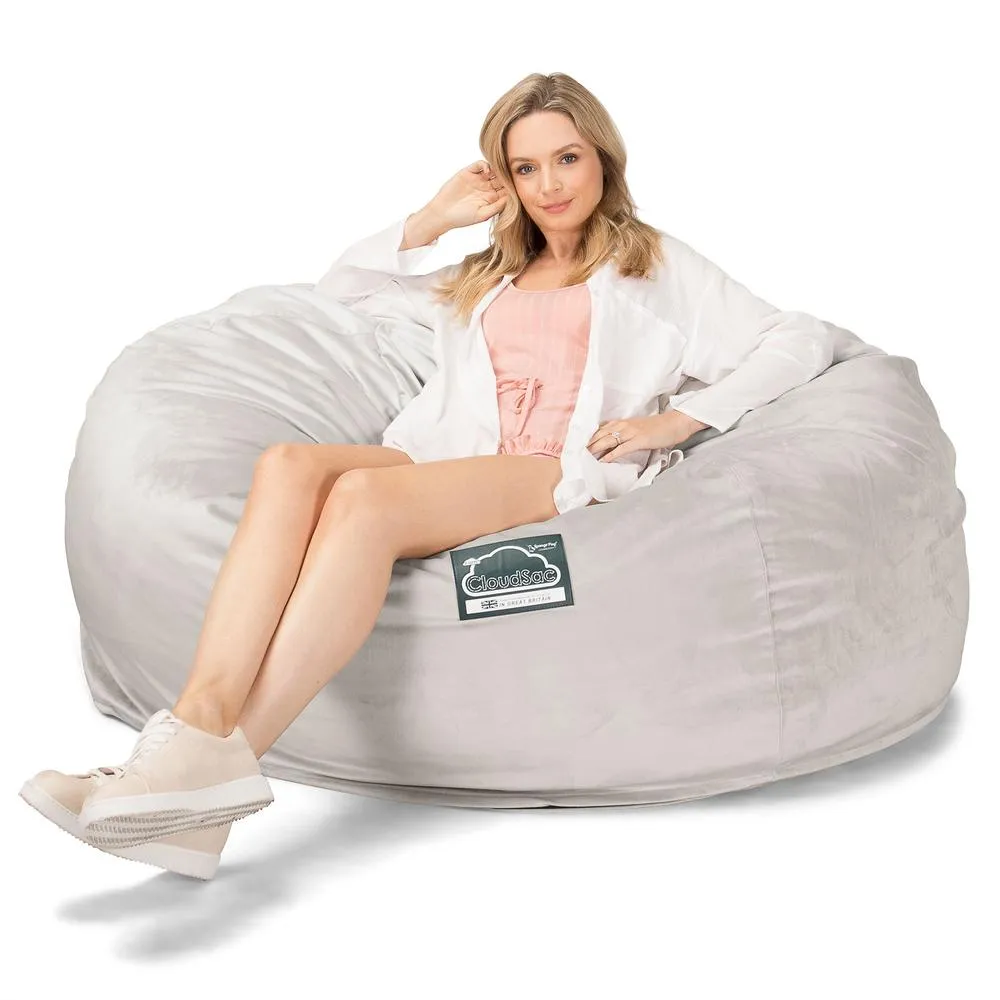 CloudSac 1010 XXL Giant Memory Foam Bean Bag Sofa - Velvet Silver