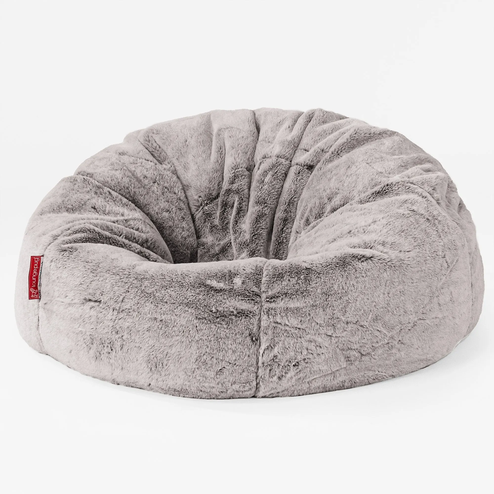 CloudSac Kids Memory Foam Giant Children's Bean Bag 2-12 yr - Fluffy Faux Fur Rabbit Light Grey