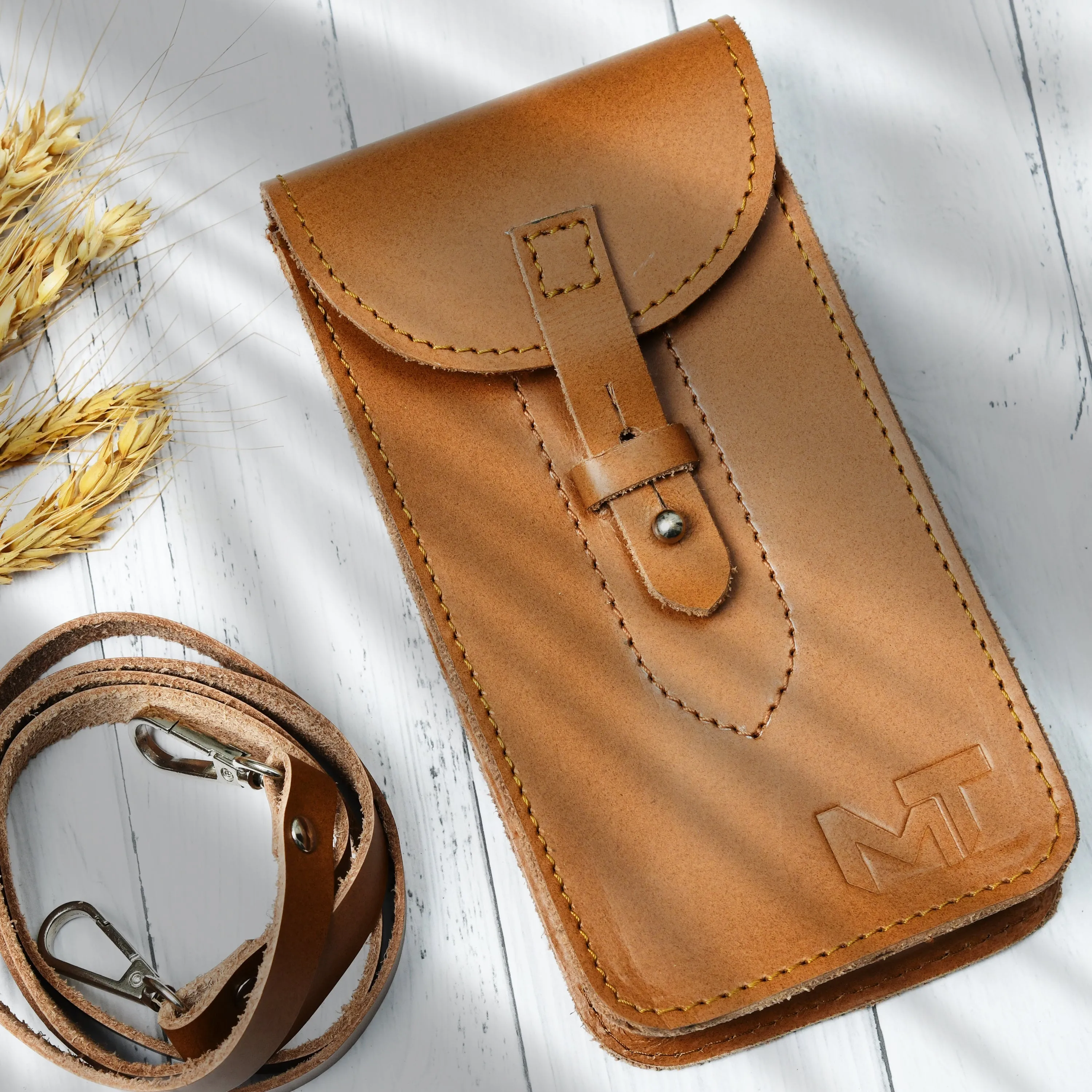 Cocoa Brown Mobile Case With Strap