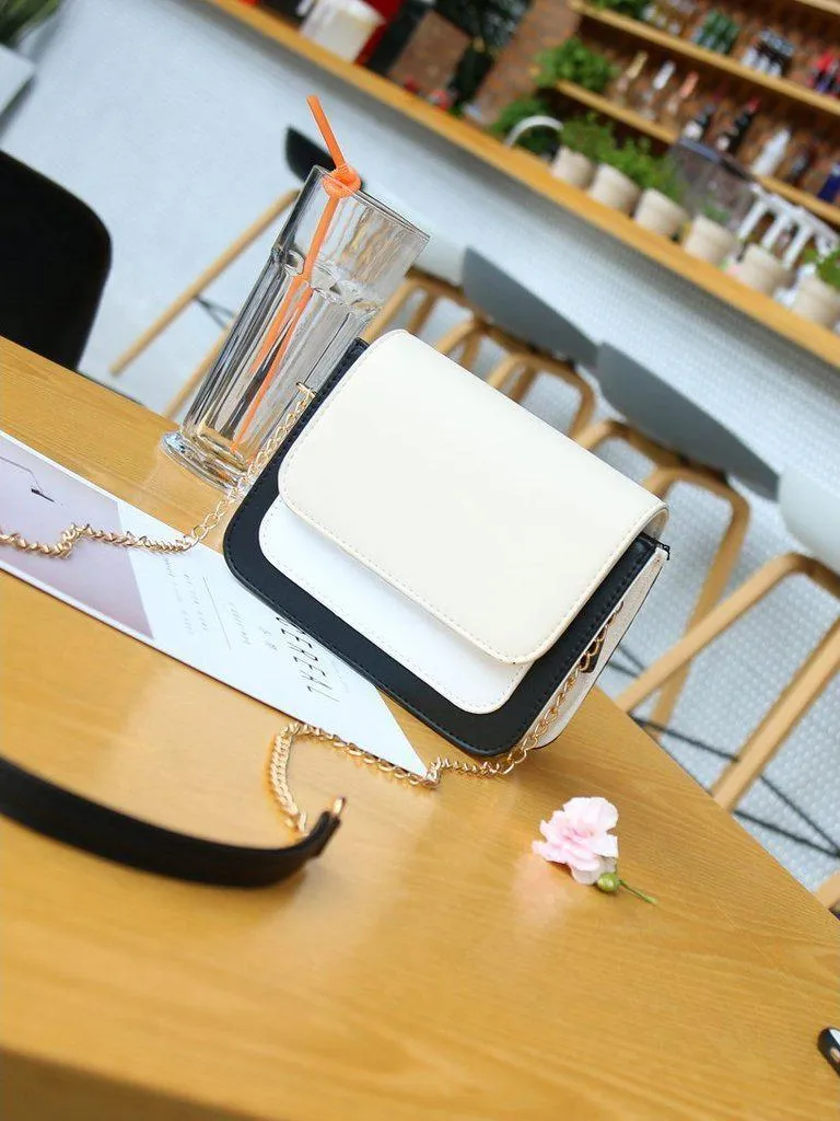 Color Block Flap Chain Bag