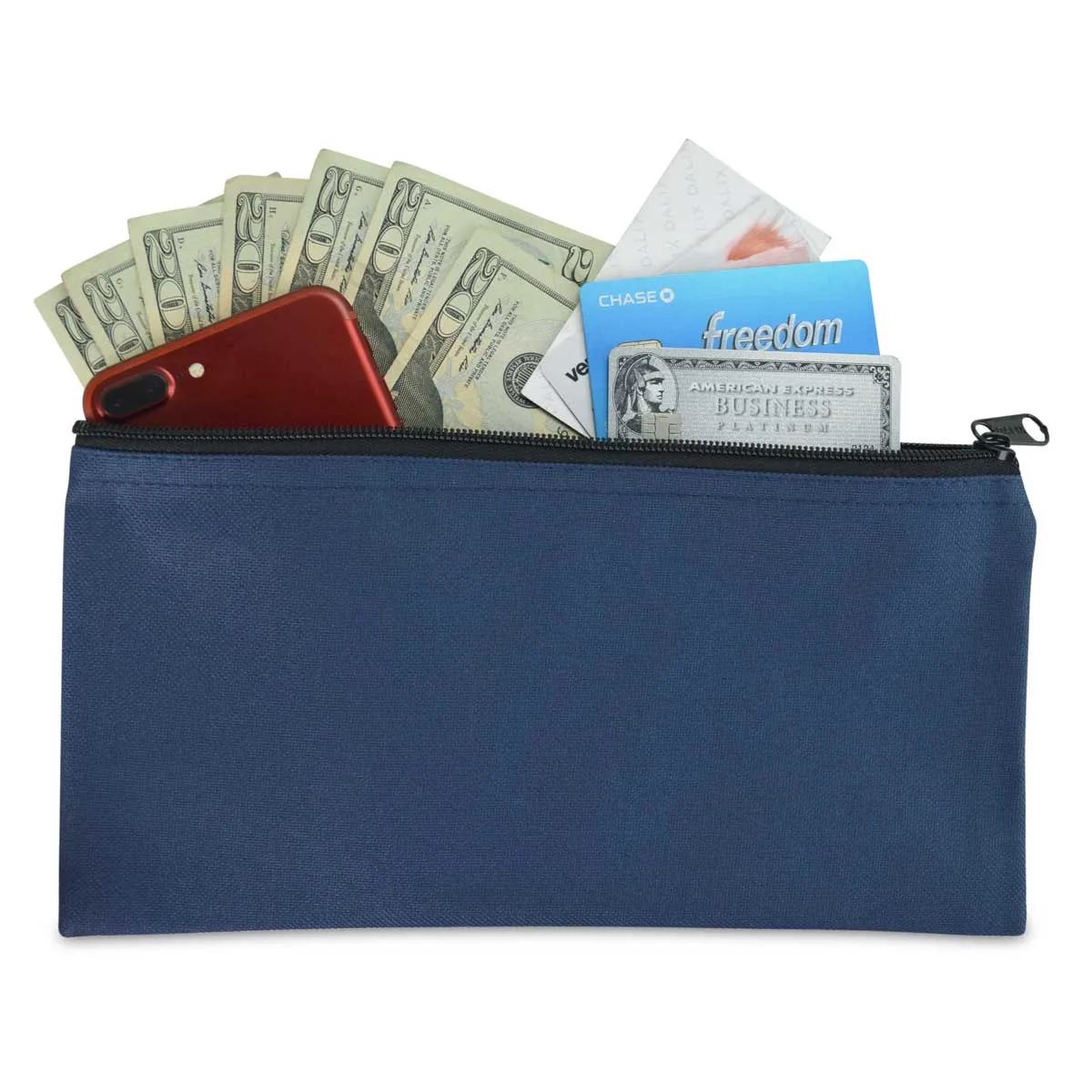 Dalix Bank Deposit Bag Money Pouch 2-Pack Qty Green Gray Navy Maroon Orange Pink Purple Red Black