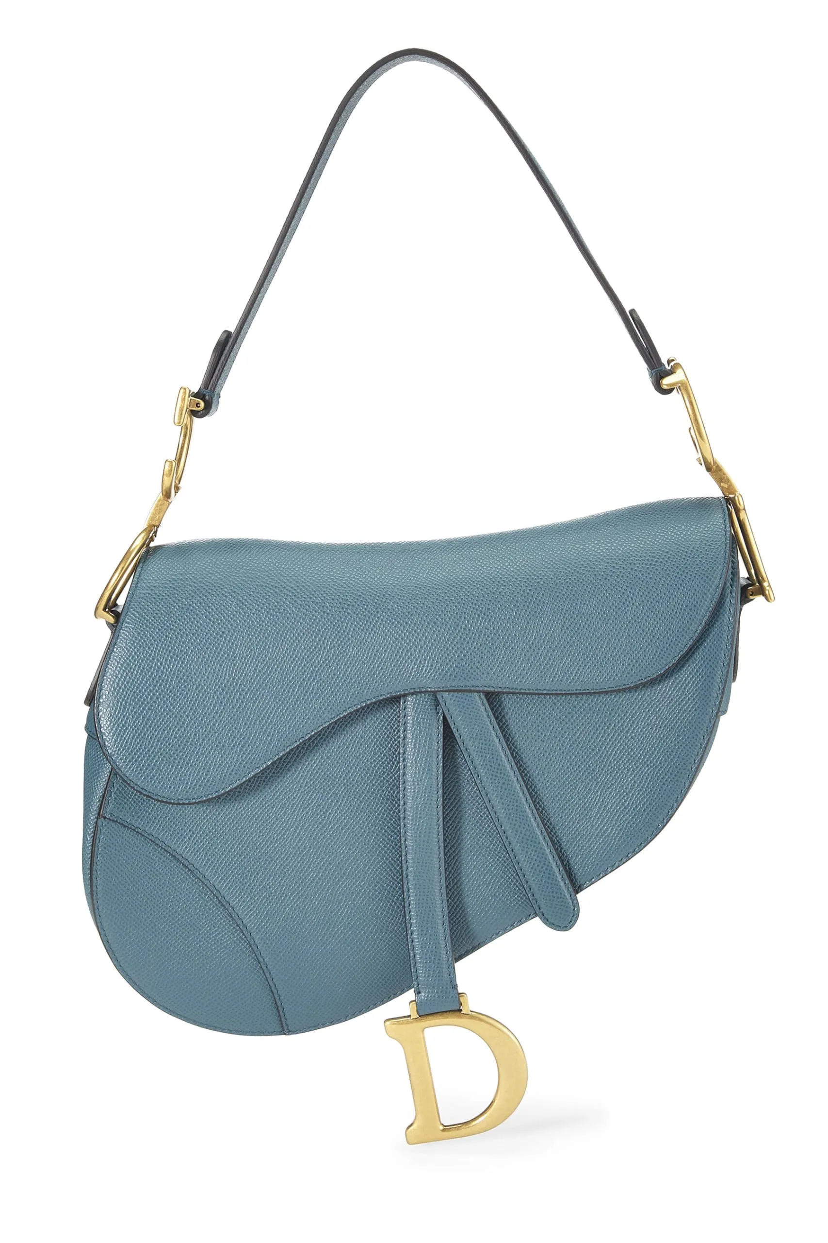 Dior,  Blue Grained Calfskin Saddle Bag, Blue