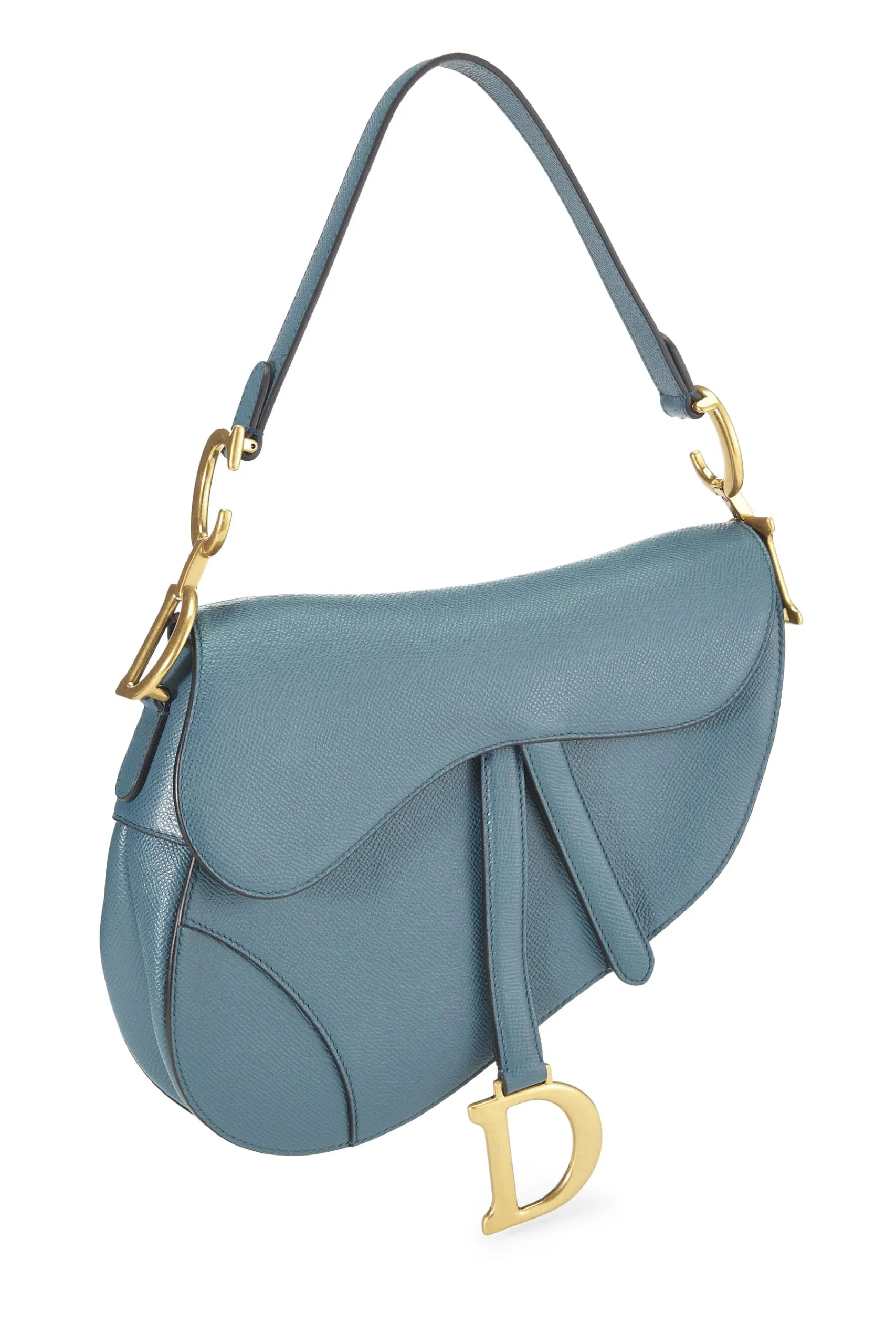 Dior,  Blue Grained Calfskin Saddle Bag, Blue