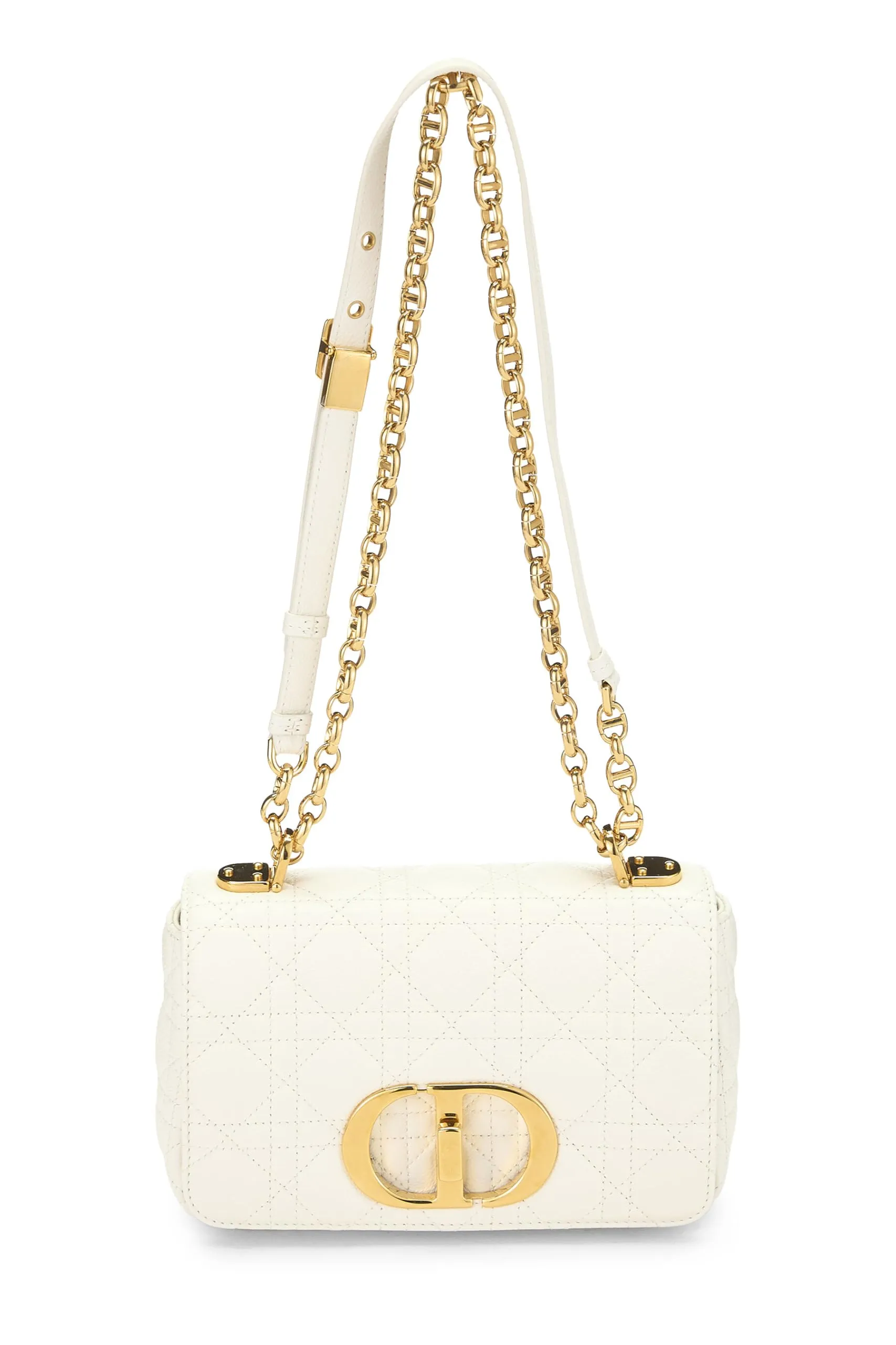 Dior,  White Cannage Calfskin Caro Bag Small, White