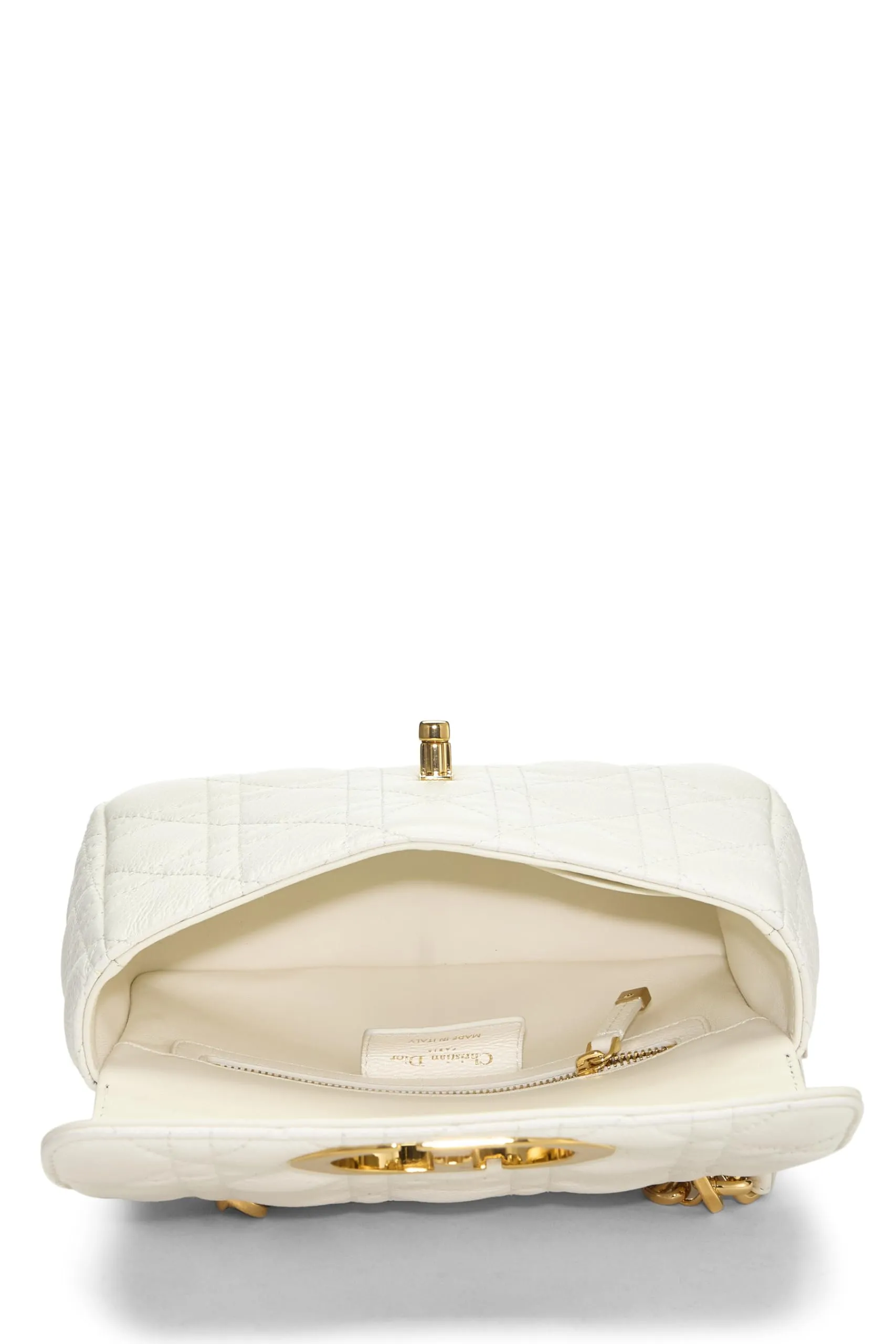 Dior,  White Cannage Calfskin Caro Bag Small, White