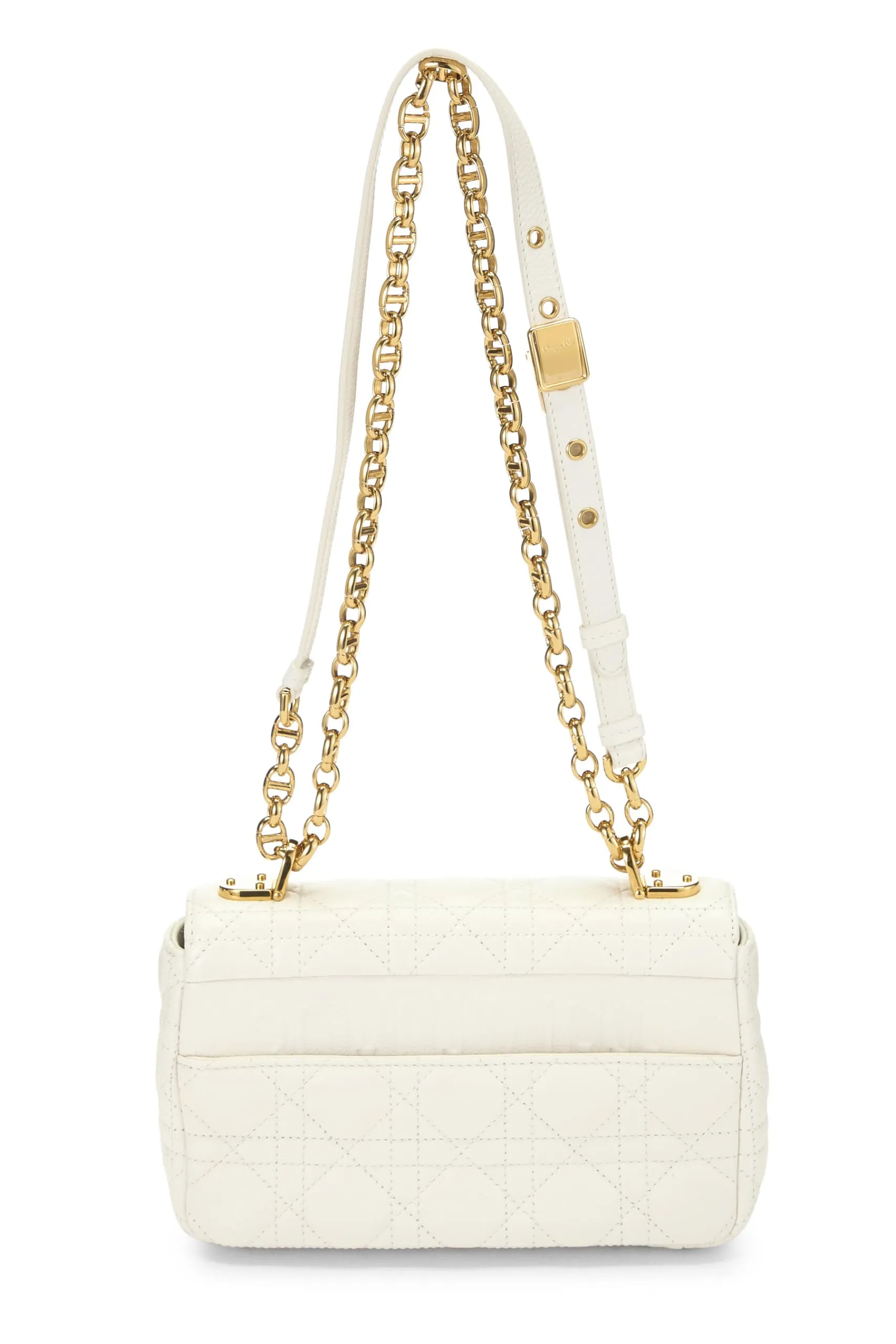 Dior,  White Cannage Calfskin Caro Bag Small, White