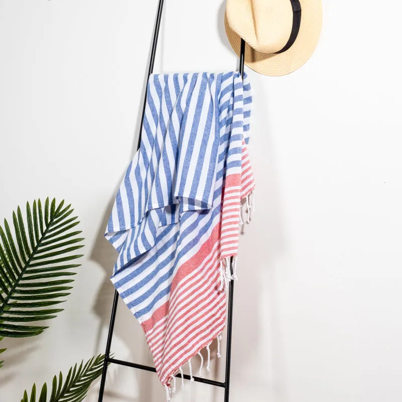 Estee Stripe Fouta Bag - Red/Royal Blue