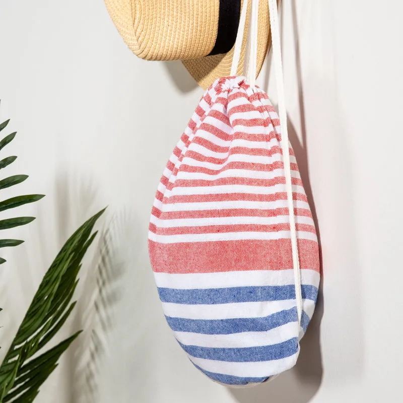 Estee Stripe Fouta Bag - Red/Royal Blue