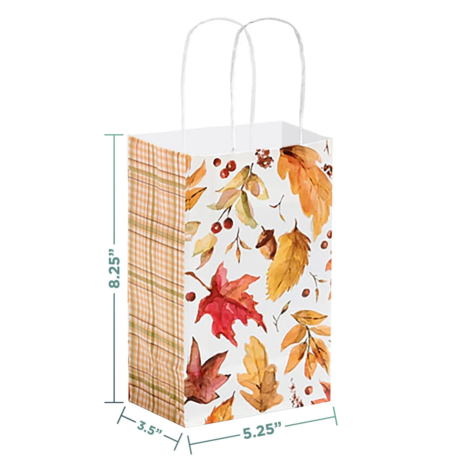 Fall Leaf Party Supplies - Gift Bags, Small Size 5.25x3.5x8.25" (12 Pack)