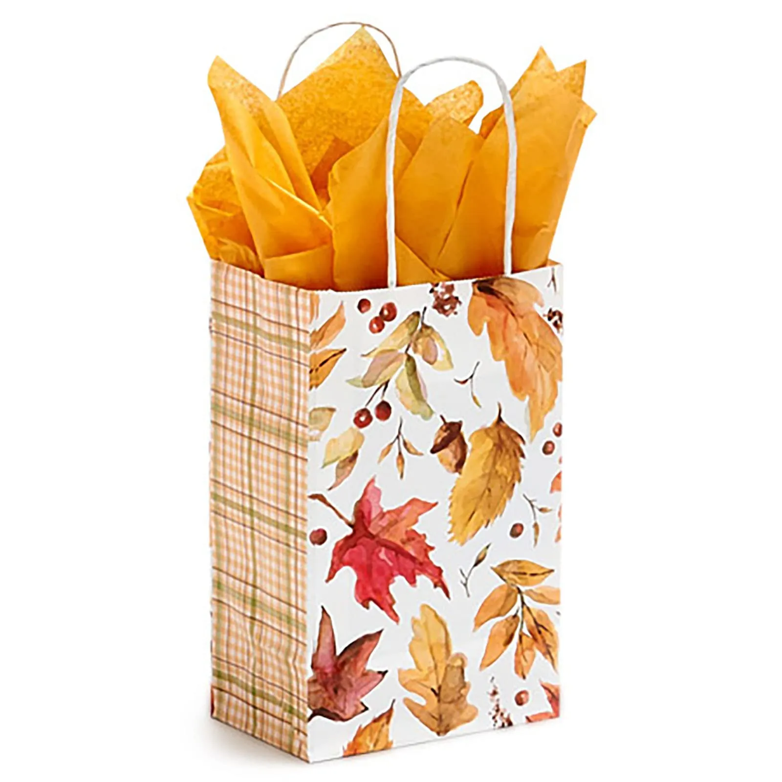 Fall Leaf Party Supplies - Gift Bags, Small Size 5.25x3.5x8.25" (12 Pack)