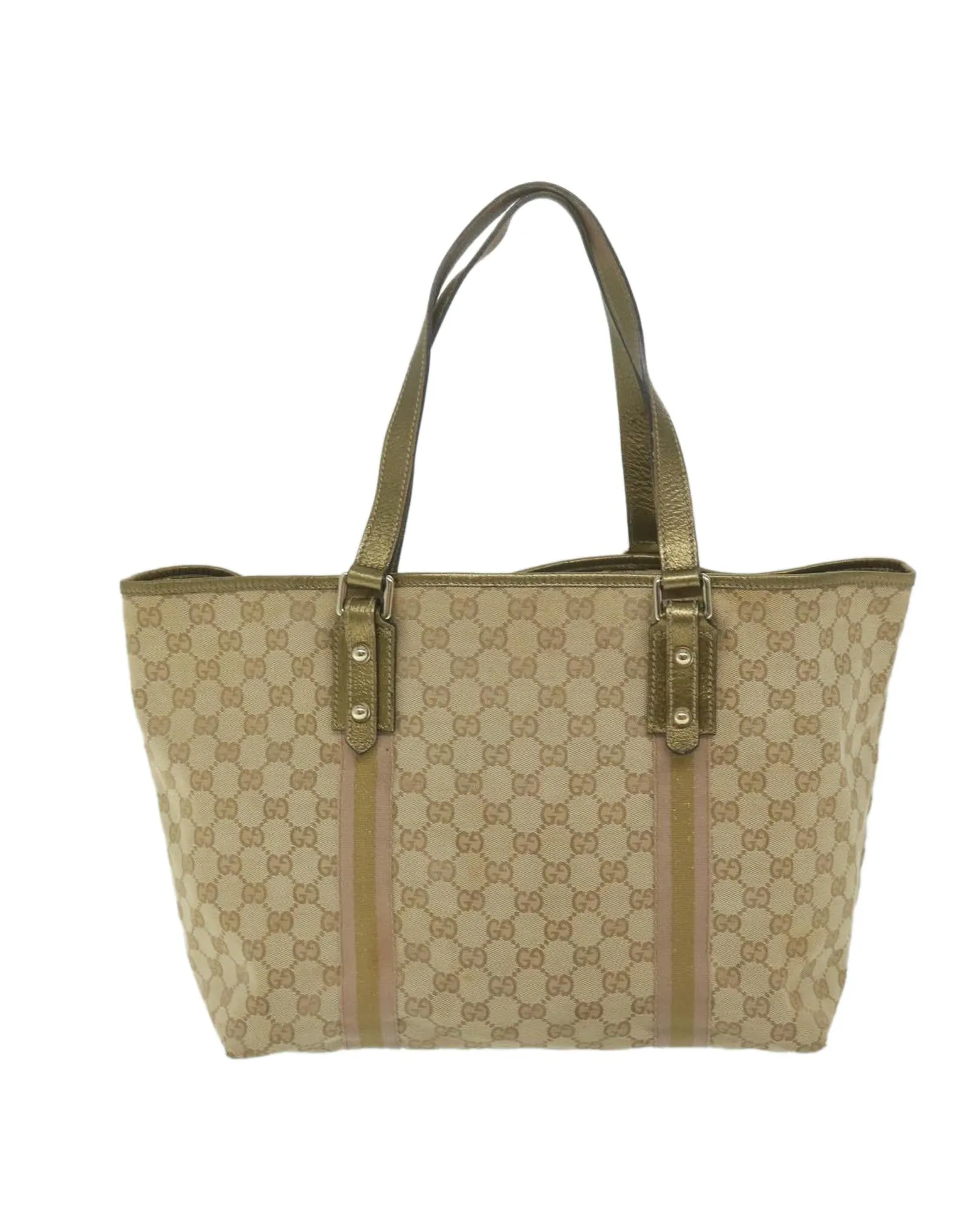 GG Supreme Tote Bag with Charm Accessory - Beige/Gold/Pink