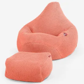 Highback Bean Bag Chair - Ellos Knitted Coral Pink